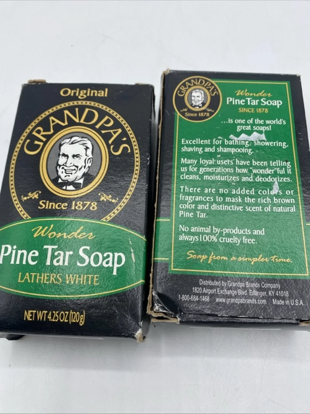Original Grandpa's Soap Pine Tar 4.25 oz Pack of 2  Bars Lathers White